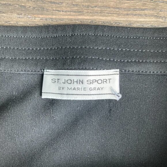 ST. JOHN Black Midi Pencil Skirt Exposed Gold Zippers US 12 - Picture 7 of 7